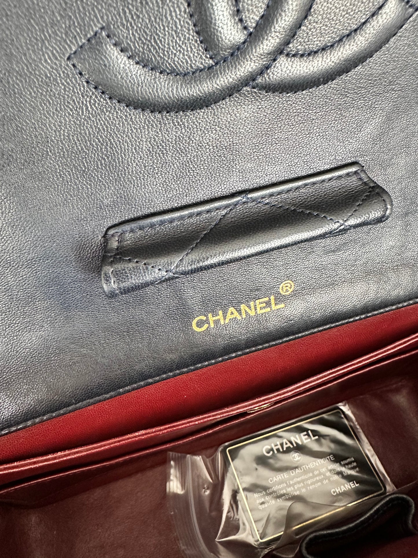 CHANEL Vintage Classic Flap 27cm – Deep Navy Lambskin with 24K Gold Hardware