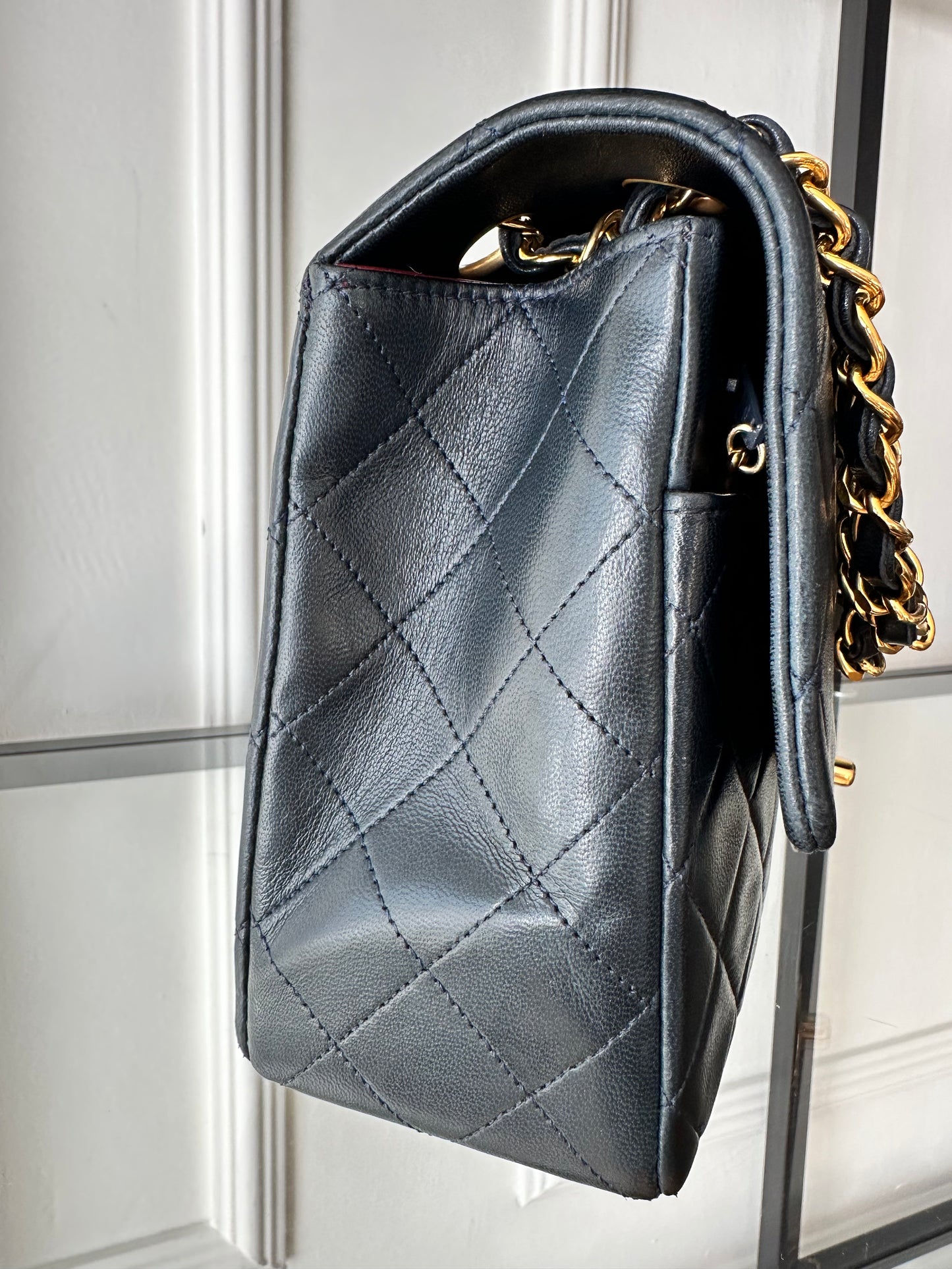 CHANEL Vintage Classic Flap 27cm – Deep Navy Lambskin with 24K Gold Hardware