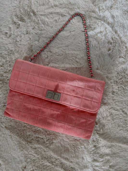 Chanel 2.55 Flap Bag Vintage Chocolate Bar Medium Suede