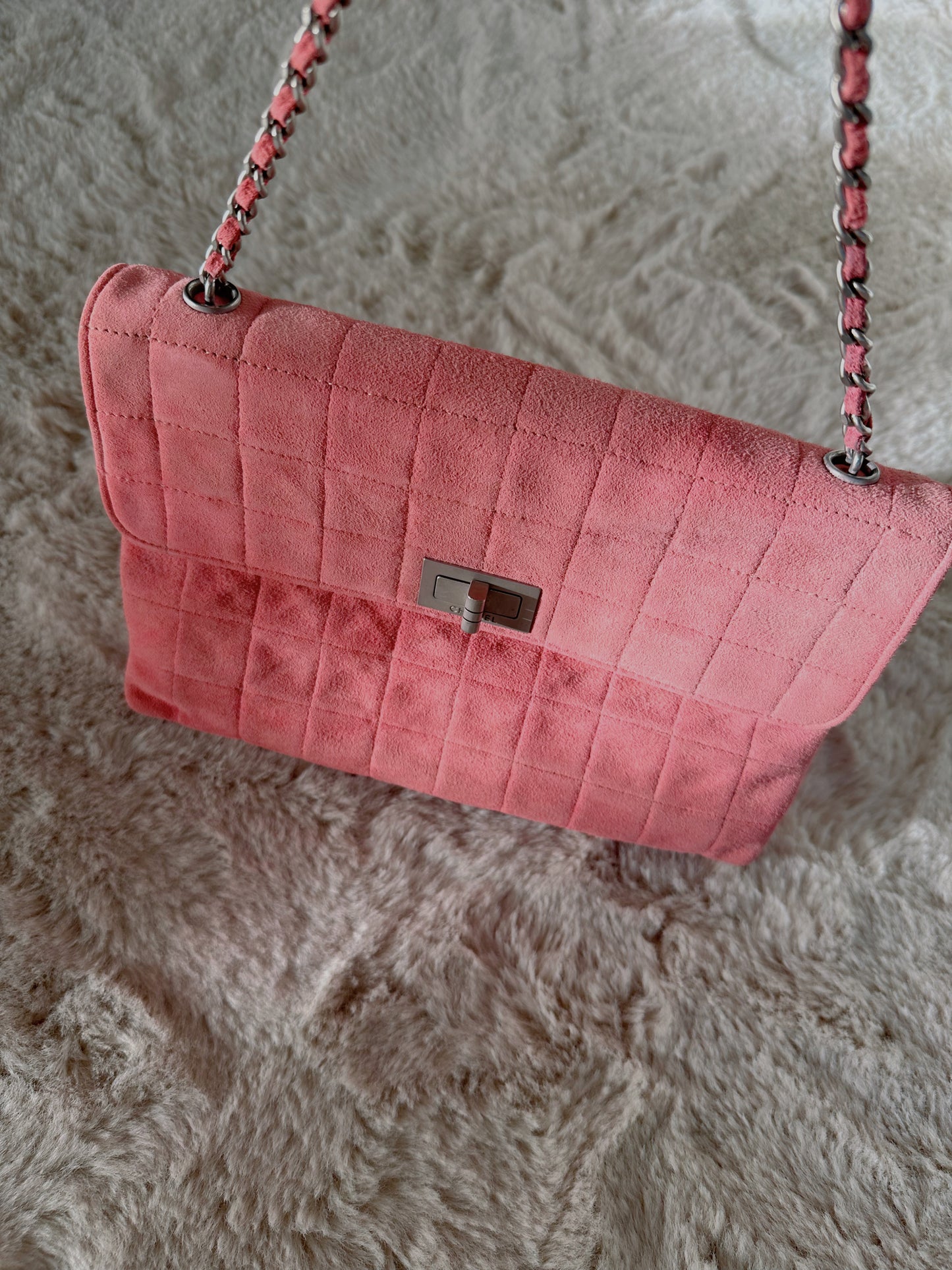 Chanel 2.55 Flap Bag Vintage Chocolate Bar Medium Suede