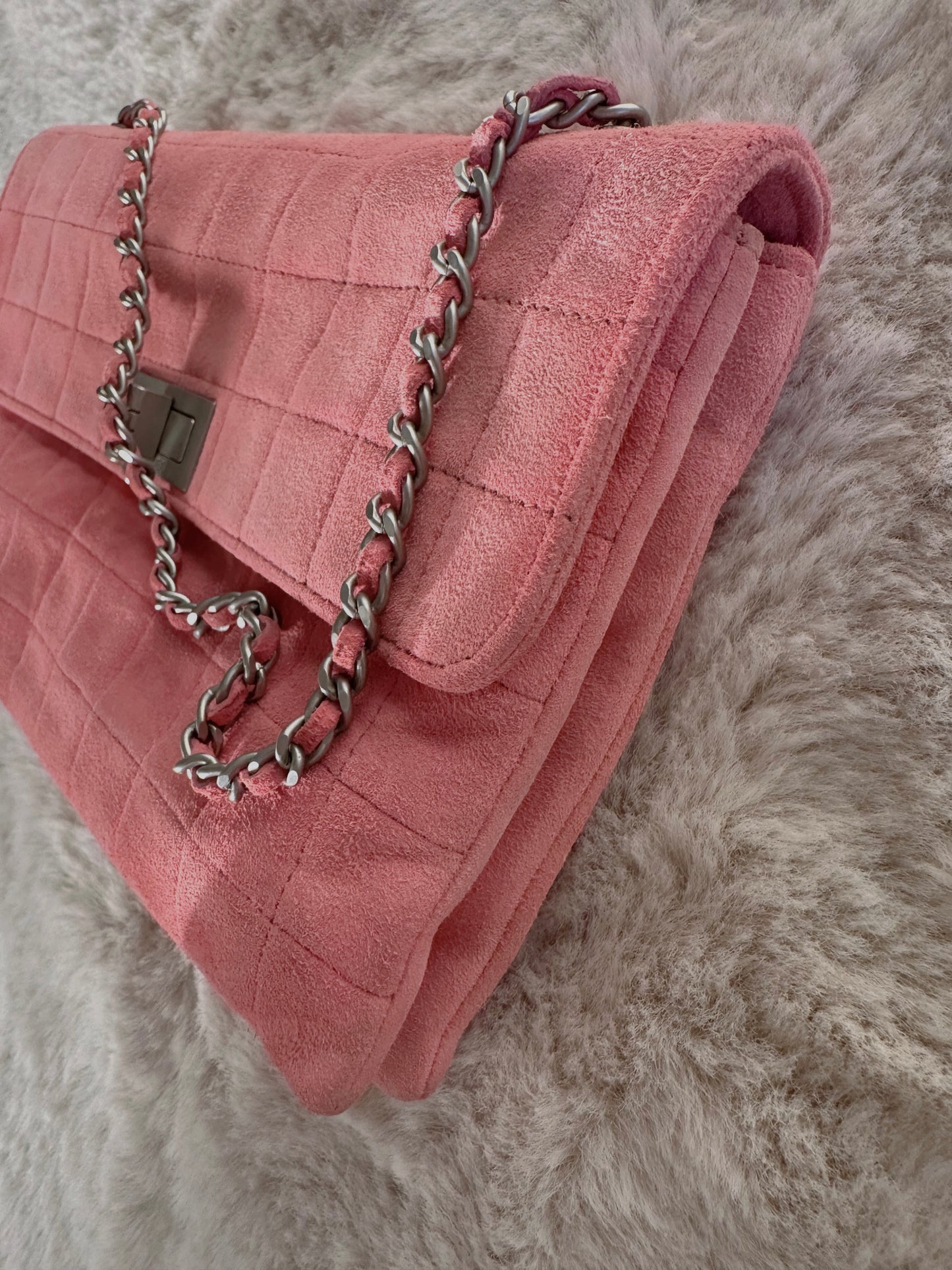 Chanel 2.55 Flap Bag Vintage Chocolate Bar Medium Suede