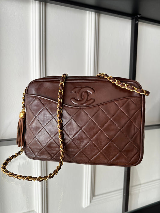 Chanel Vintage Camera Bag – Brown Quilted Leather & Gold Hardware