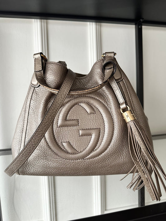 Gucci Soho Shoulder Bag – Metallic Leather