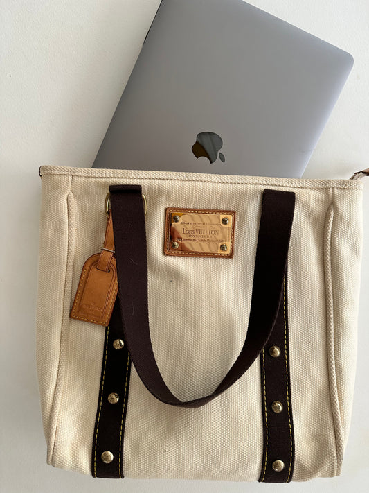 Louis Vuitton Cabas Tote MM Beige Canvas